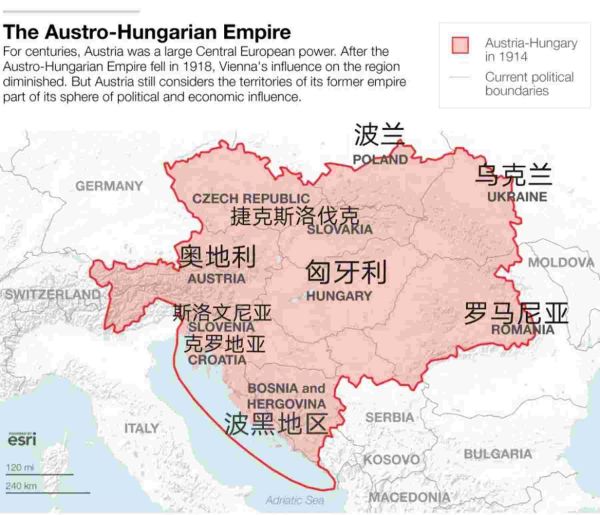 奥匈帝国是现在的哪个国家，战败后分裂成了哪些国家