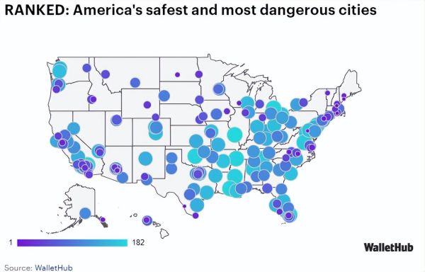 美国治安好的城市排名（最安全与治安最差的城市盘点）