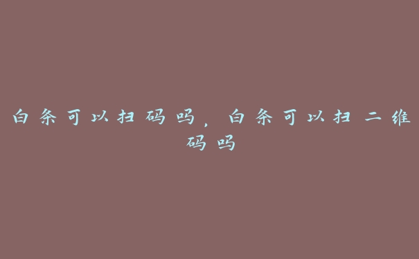 白条可以扫码吗,白条可以扫二维码吗 白条可以扫码吗,白条可以扫二维码吗