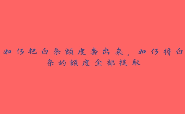 如何把白条额度套出来，如何将白条的额度全部提取