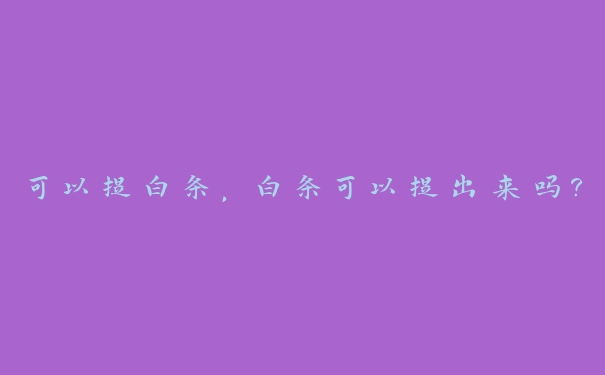 可以提白条,白条可以提出来吗? 可以提白条,白条可以提出来吗?