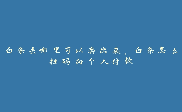 白条去哪里可以套出来，白条怎么扫码向个人付款