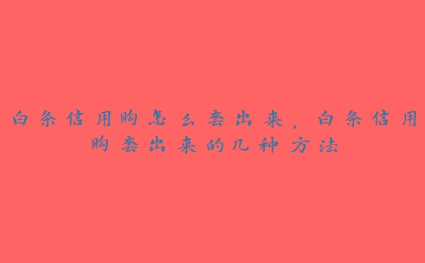 白条信用购怎么套出来,白条信用购套出来的几种方法 白条信用购怎么套出来,白条信用购套出来的几种方法