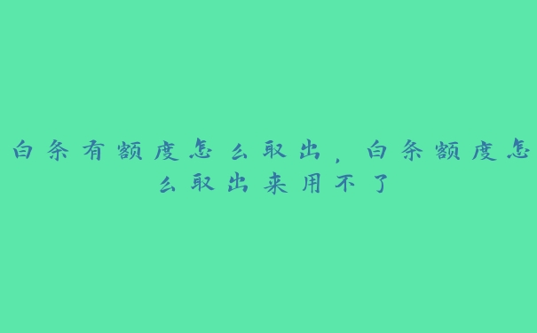 白条有额度怎么取出,白条额度怎么取出来用不了 白条有额度怎么取出,白条额度怎么取出来用不了