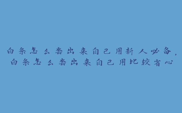 白条怎么套出来自己用新人必备，白条怎么套出来自己用比较省心