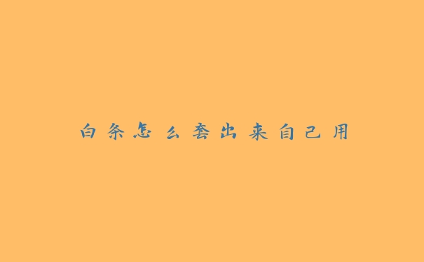 白条怎么套出来自己用 白条怎么套出来自己用