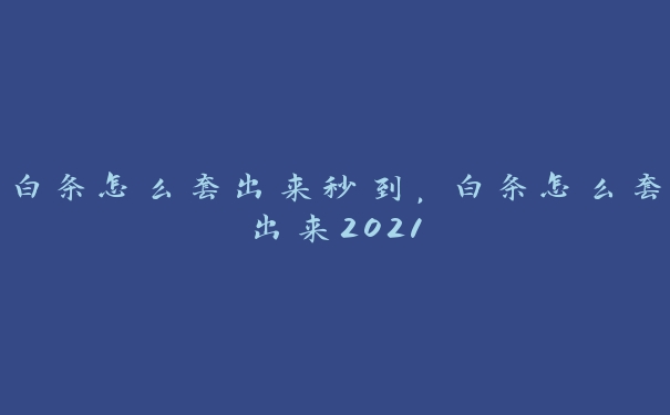 白条怎么套出来秒到,白条怎么套出来2021 白条怎么套出来秒到,白条怎么套出来2021
