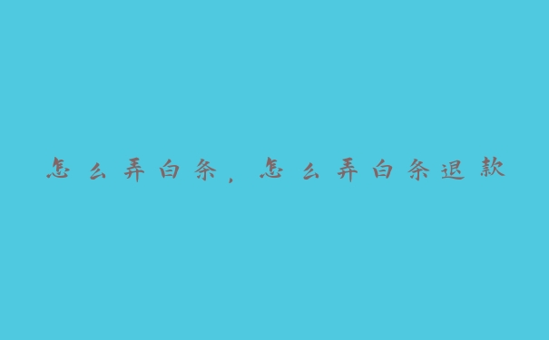 怎么弄白条,怎么弄白条退款 怎么弄白条,怎么弄白条退款