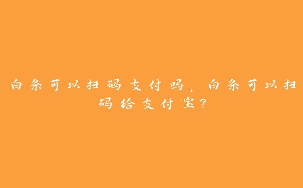 白条可以扫码支付吗，白条可以扫码给支付宝?