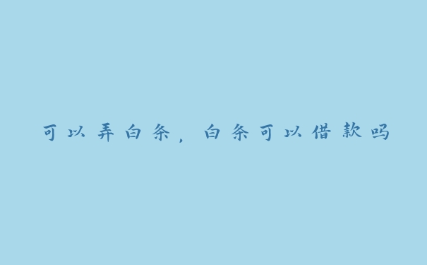 可以弄白条,白条可以借款吗 可以弄白条,白条可以借款吗
