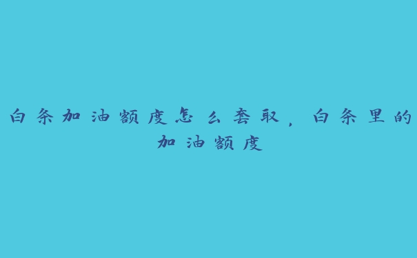 白条加油额度怎么套取，白条里的加油额度