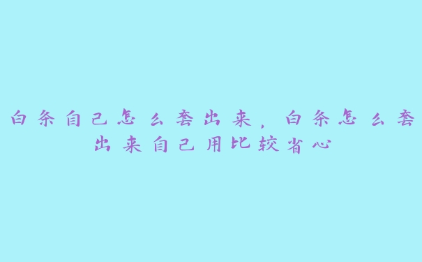 白条自己怎么套出来,白条怎么套出来自己用比较省心 白条自己怎么套出来,白条怎么套出来自己用比较省心