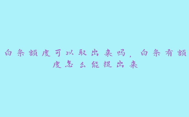 白条额度可以取出来吗，白条有额度怎么能提出来