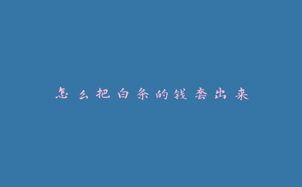 怎么把白条的钱套出来 怎么把白条的钱套出来