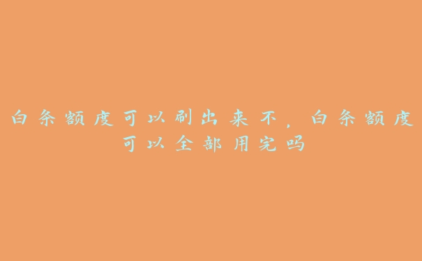 白条额度可以刷出来不,白条额度可以全部用完吗 白条额度可以刷出来不,白条额度可以全部用完吗