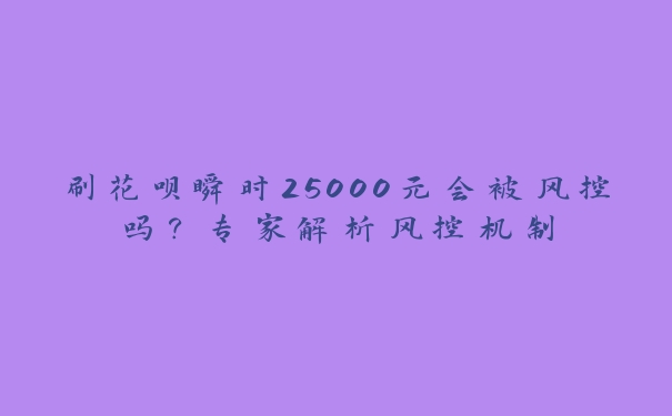 刷花呗瞬时25000元会被风控吗？专家解析风控机制