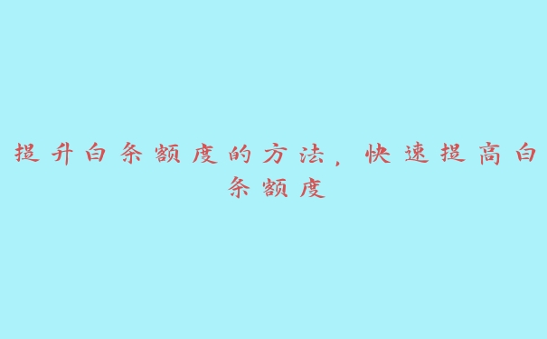 提升白条额度的方法,快速提高白条额度 提升白条额度的方法,快速提高白条额度