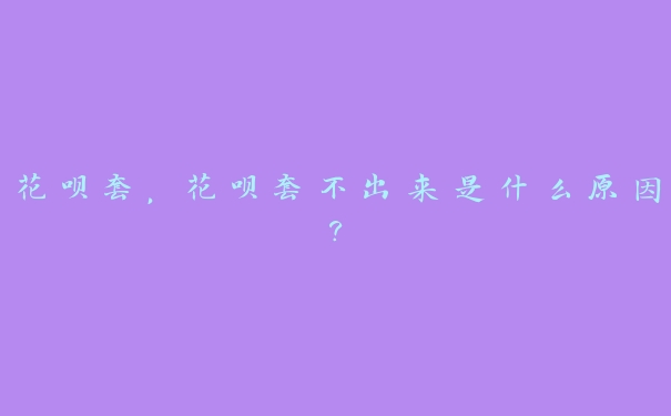 花呗套,花呗套不出来是什么原因? 花呗套,花呗套不出来是什么原因?