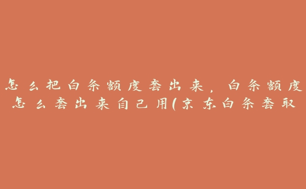 怎么把白条额度套出来，白条额度怎么套出来自己用(京东白条套取方法步骤)
