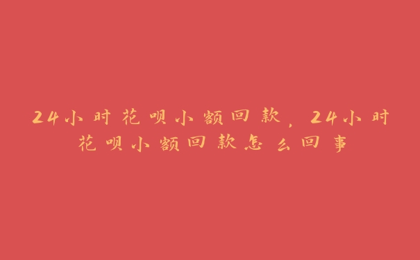 24小时花呗小额回款,24小时花呗小额回款怎么回事 24小时花呗小额回款,24小时花呗小额回款怎么回事