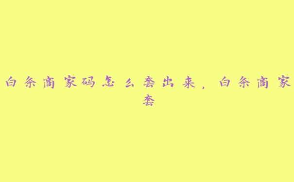 白条商家码怎么套出来,白条商家套 白条商家码怎么套出来,白条商家套