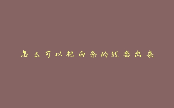 怎么可以把白条的钱套出来 怎么可以把白条的钱套出来