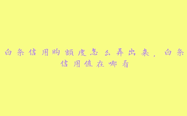 白条信用购额度怎么弄出来,白条信用值在哪看 白条信用购额度怎么弄出来,白条信用值在哪看