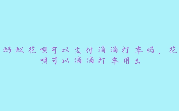蚂蚁花呗可以支付滴滴打车吗,花呗可以滴滴打车用么 蚂蚁花呗可以支付滴滴打车吗,花呗可以滴滴打车用么