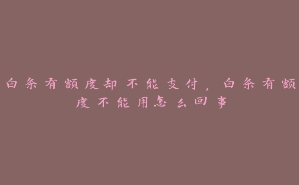 白条有额度却不能支付，白条有额度不能用怎么回事