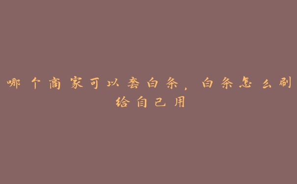 哪个商家可以套白条,白条怎么刷给自己用 哪个商家可以套白条,白条怎么刷给自己用