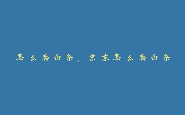 怎么套白条，京东怎么套白条