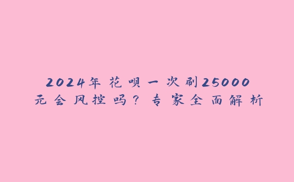 2024年花呗一次刷25000元会风控吗？专家全面解析