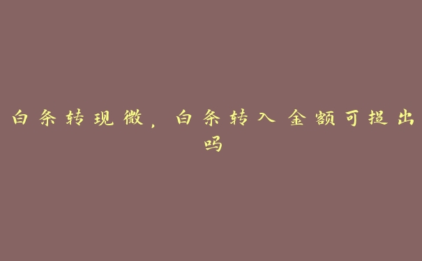 白条转现微，白条转入金额可提出吗