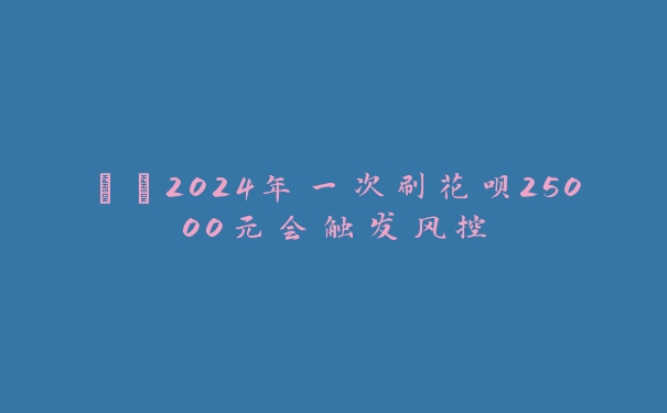 **2024年一次刷花呗25000元会触发风控