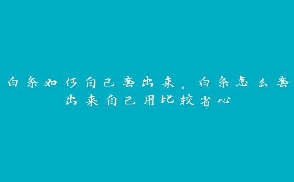 白条如何自己套出来,白条怎么套出来自己用比较省心 白条如何自己套出来,白条怎么套出来自己用比较省心