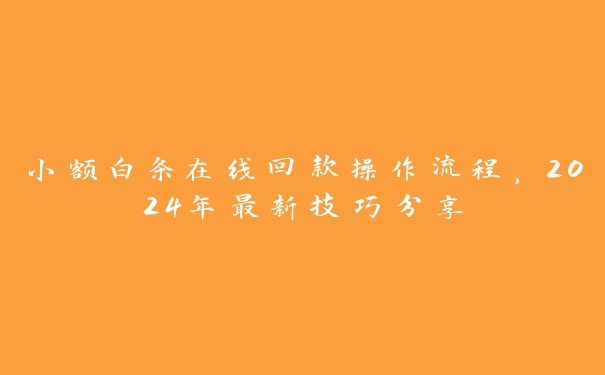 小额白条在线回款操作流程,2024年最新技巧分享 小额白条在线回款操作流程,2024年最新技巧分享