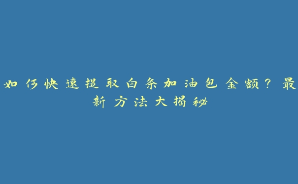 如何快速提取白条加油包金额?最新方法大揭秘 如何快速提取白条加油包金额?最新方法大揭秘