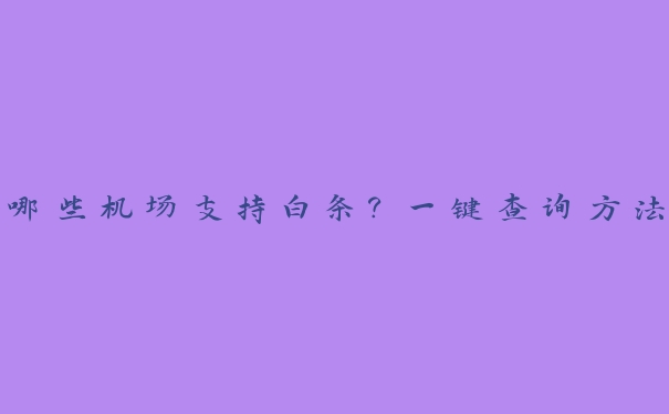 哪些机场支持白条？一键查询方法
