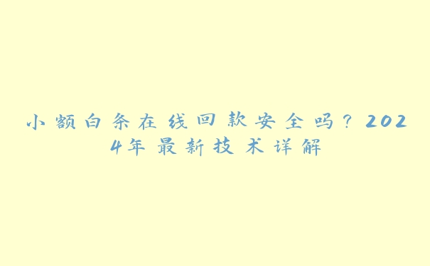小额白条在线回款安全吗?2024年最新技术详解 小额白条在线回款安全吗?2024年最新技术详解
