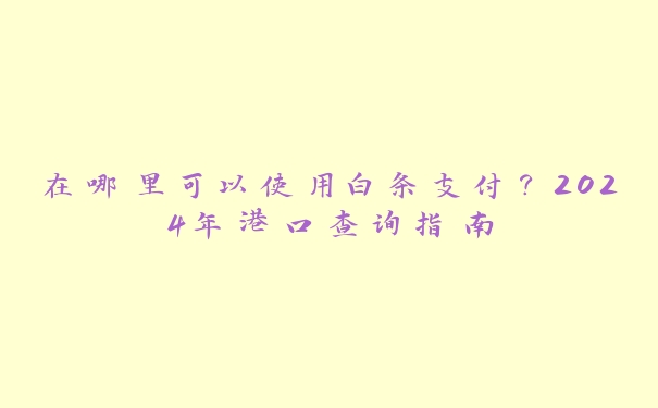 在哪里可以使用白条支付?2024年港口查询指南 在哪里可以使用白条支付?2024年港口查询指南