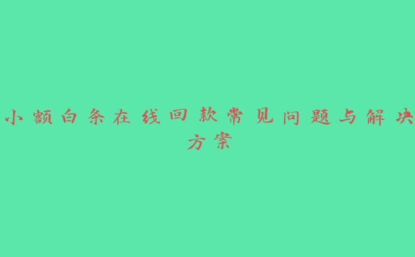 小额白条在线回款常见问题与解决方案 小额白条在线回款常见问题与解决方案
