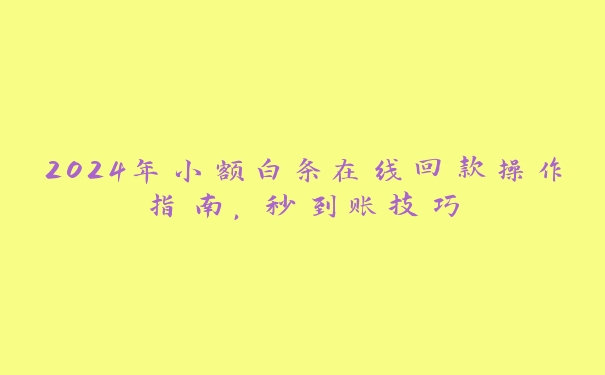 2024年小额白条在线回款操作指南,秒到账技巧 2024年小额白条在线回款操作指南,秒到账技巧