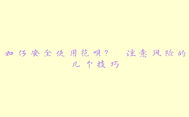 如何安全使用花呗？ 注意风险的几个技巧