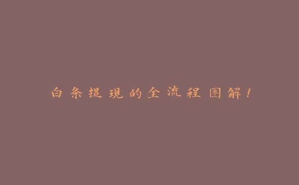 白条提现的全流程图解! 白条提现的全流程图解!
