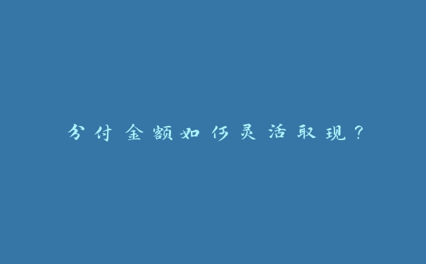 分付金额如何灵活取现? 分付金额如何灵活取现?