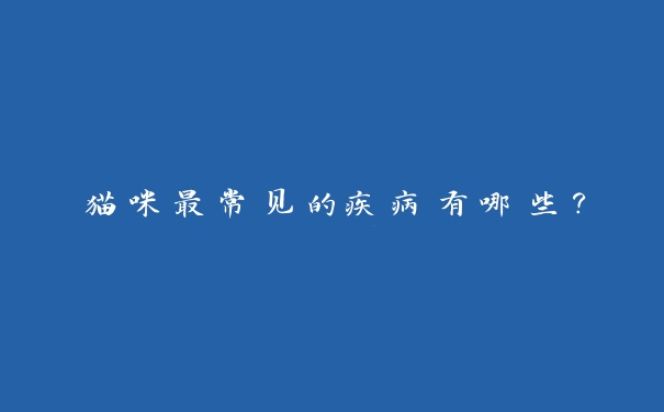 猫咪最常见的疾病有哪些？