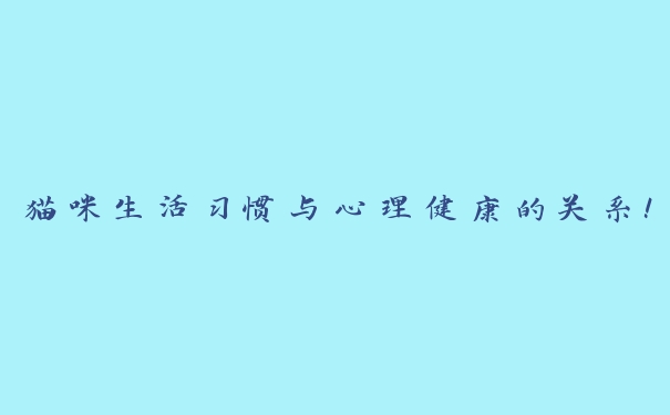 猫咪生活习惯与心理健康的关系! 猫咪生活习惯与心理健康的关系!