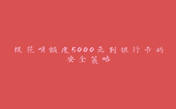 提花呗额度5000元到银行卡的安全策略 提花呗额度5000元到银行卡的安全策略