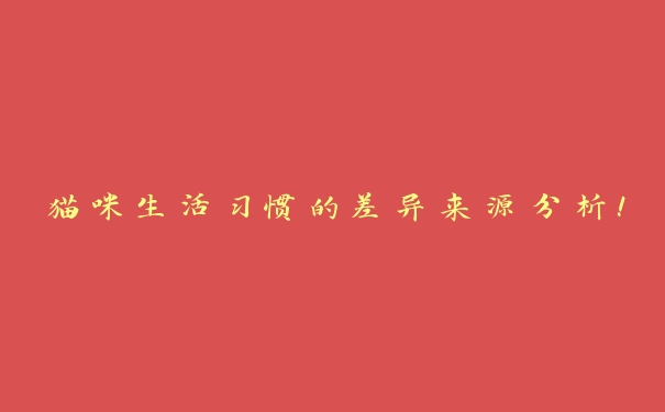 猫咪生活习惯的差异来源分析! 猫咪生活习惯的差异来源分析!