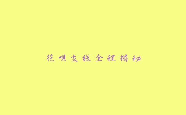 花呗支线全程揭秘 花呗支线全程揭秘